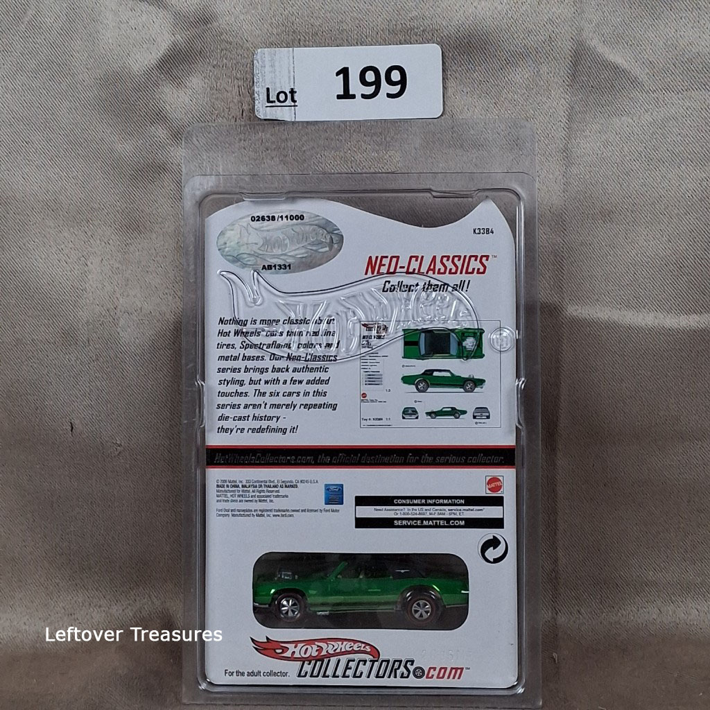 c199- Hot Wheels HWC Neo-Classics '67 T-Bird Green Redline #02123/11000 NIP - Image 2