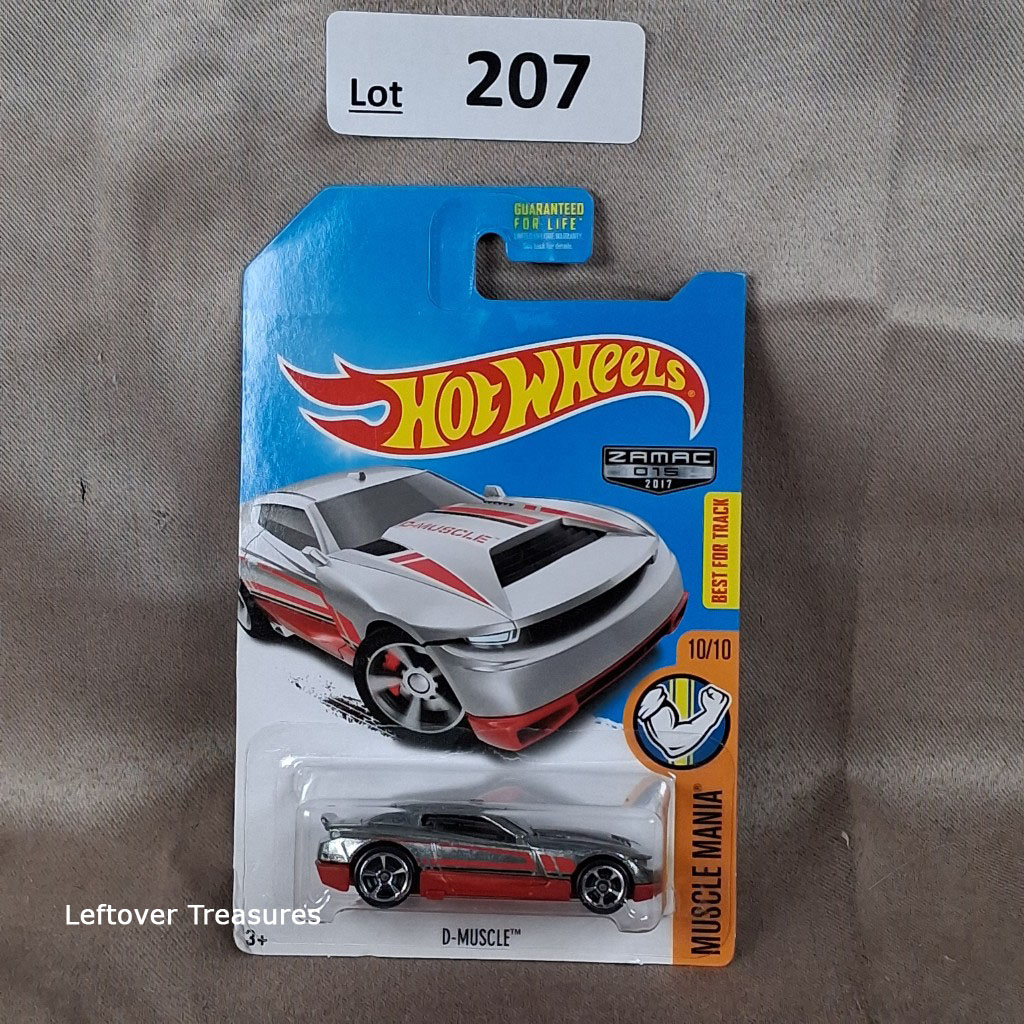 c207- Hot Wheels Muscle Mania D-Muscle ZAMAC Unpainted Red Stripes 10/10 NIP