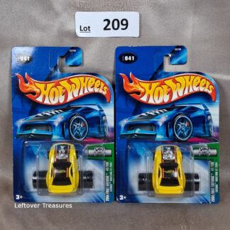 c209- Hot Wheels 2004 First Editions Fatbax Mustang GT Yellow Duplicates Lot x2 NIP