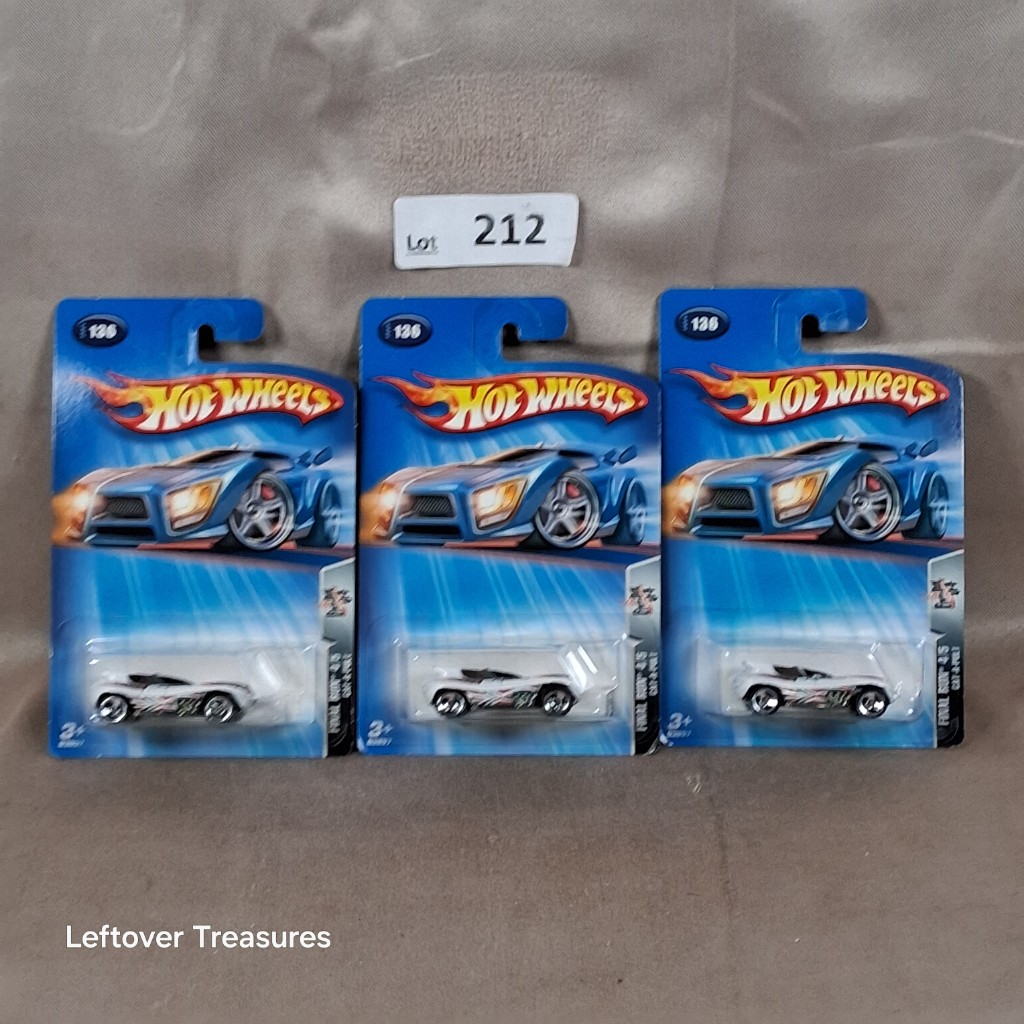 c212- Hot Wheels 2004 Final Run Series Cat-A-Pult White Retirement Duplicates Lot x2