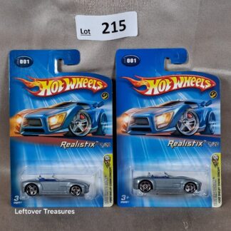 c215- Hot Wheels 2005 First Editions Realistix Ford Shelby Cobra Concept Silver x2 NIP