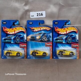 c216- Hot Wheels 2004 First Editions Tooned 2005 Corvette Yellow Duplicates Lot x3 NIP