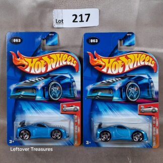 c217- Hot Wheels 2004 First Editions Tooned Furiosity Metallic Blue Duplicates Lot x2 NIP