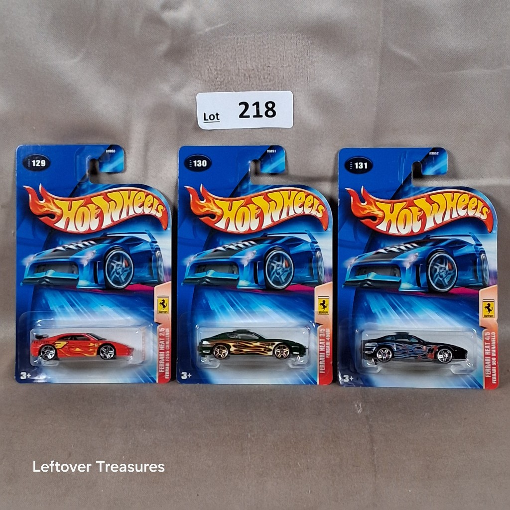 c218- Hot Wheels Ferrari Heat 3-Car Lot F550 Challenge 456M 550 Maranello Flames NIP