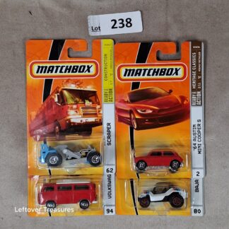 c238- Matchbox Heritage Classics '64 Austin Mini Cooper S VW Bus Baja Bullet Lot x4