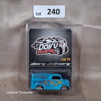 c240- DiecastSpace Dairy Delivery Light Blue Flames Ultra Rare 1 of 25 Promo NIP