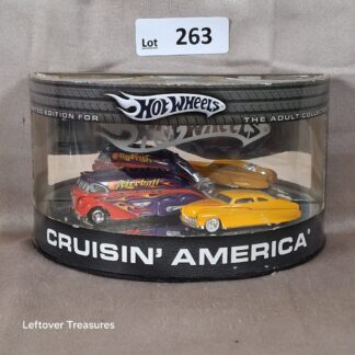 c263- Hot Wheels Collectibles Cruisin' America 4-Car Set Bus Merc Lead Sled NIB