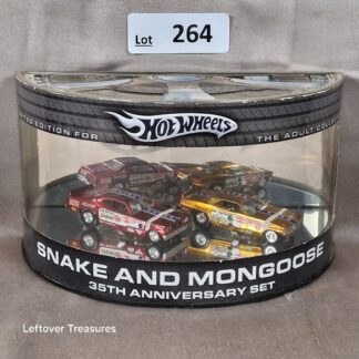 c264- Hot Wheels Snake & Mongoose 35th Anniversary 4-Car Showcase Box Set NIB