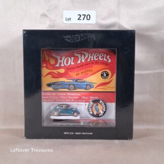 c270- Hot Wheels RLC Custom Volkswagen Beetle Replica 1968 Package Metal Button NIB