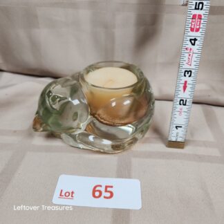 e65- Glass Cat Candle Holder