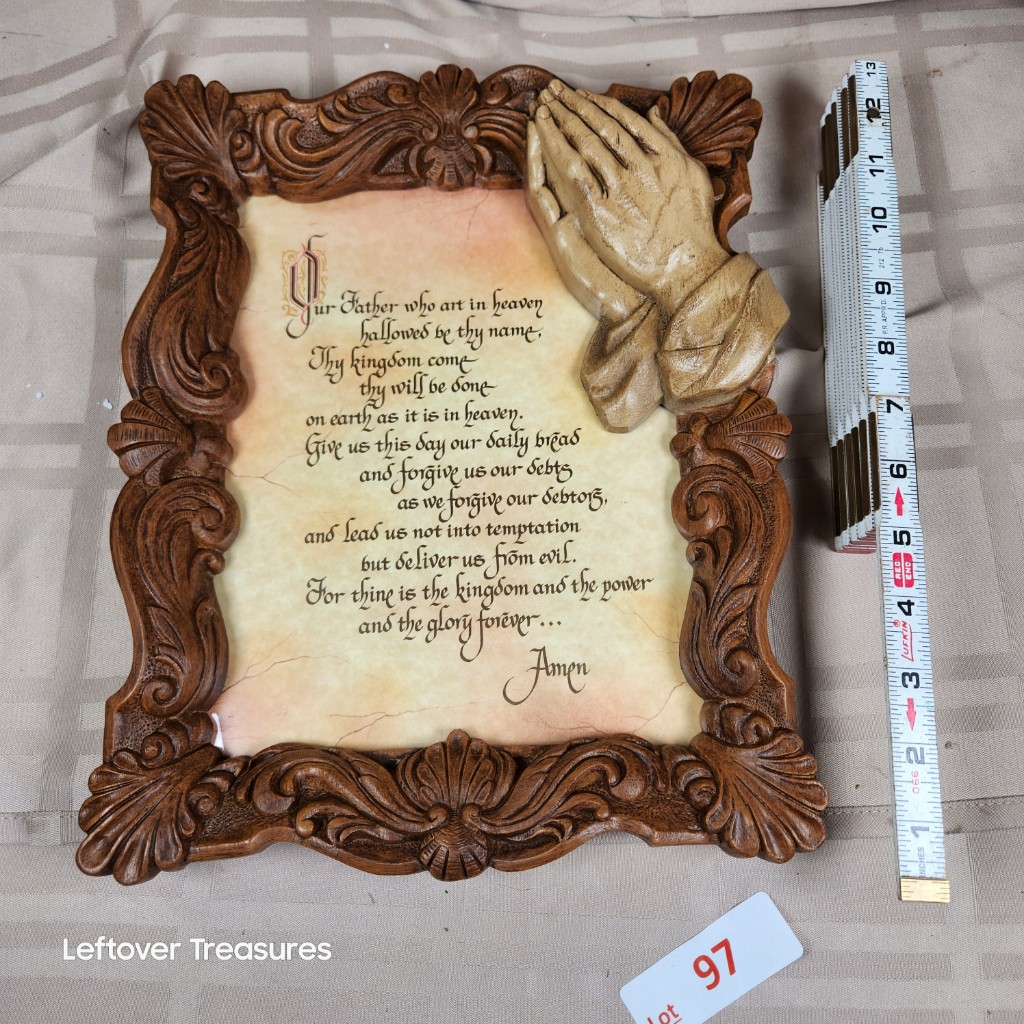 e97- vintage 3D Lords Prayer wall plaque