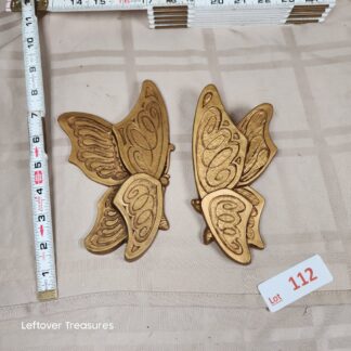 e112- vintage 1973 Universal Statuary gold butterfly wall plaques