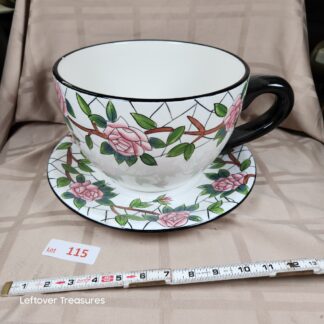 e115- Baum Bros Large Cup/Saucer Planter Pot