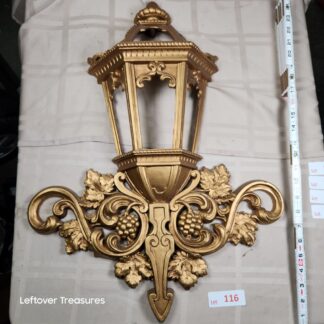 e116- 1970s Homco gold wall-hanging lantern plaque