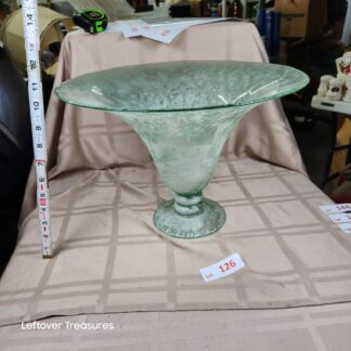 e126- Large frosted-finish art glass trumpet vase