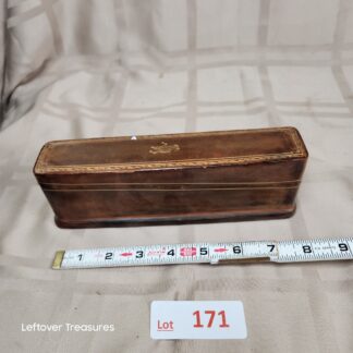 e171- Mid Century Italian leather playing card holder box