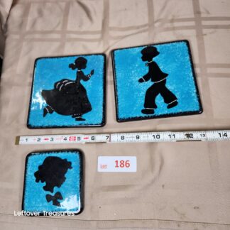 e186- mid century ceramic silhouette art tiles