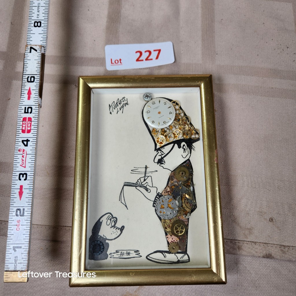 e227- vintage mixed-media horological collage signed by G. Burgess of London