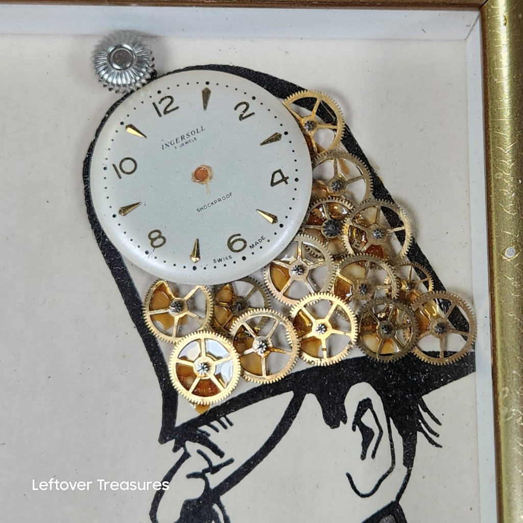 e227- vintage mixed-media horological collage signed by G. Burgess of London - Image 2