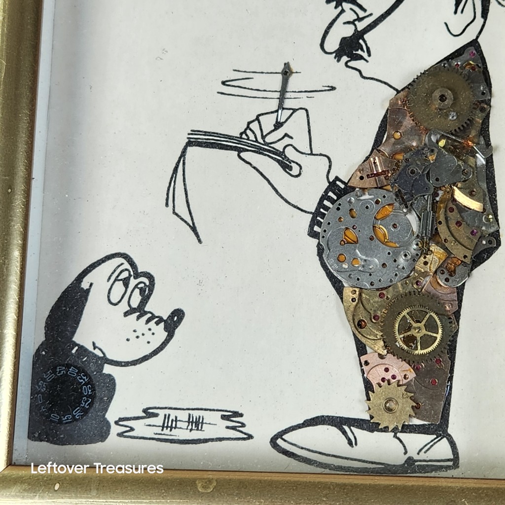 e227- vintage mixed-media horological collage signed by G. Burgess of London - Image 3