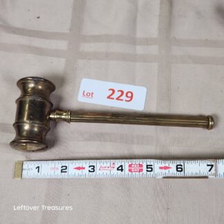 e229- vintage brass gavel paperweight